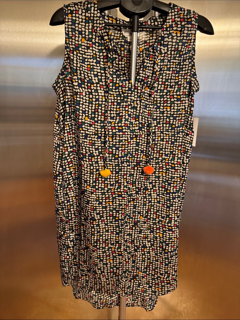 Tulip B Black Shift Dress with Multicolor Dot Print